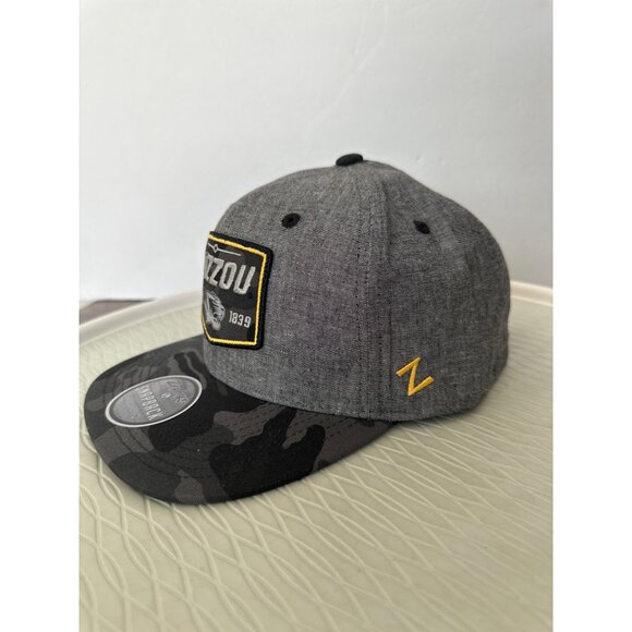 Zephyr Mizzou Tigers Snapback Baseball Cap Men OS Heather Black Outdoor Camo NEW - Picture 3 of 6
